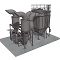 Industrial Equipment With Stainless Steel Piping System And Ladder Platform Structure