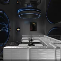 Modern Luxury KTV Interior With Comfortable Sofa And Stylish Neon Lighting
