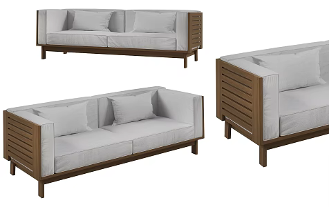 Modern High-end Outdoor Teak Sofa Villa Homestay Double Sofa Outdoor Waterproof Teak Sofa Courtyard Garden Sofa Solid Wood Log Style Sofa 3d model