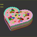 Heart Shaped Pink Cake With Smooth Frosting Flower Decorations And Cherries