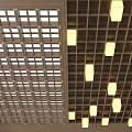 Modern Ceiling Interior Design With Grid Pattern And Square Recessed Lights 3d model