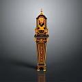 Ornate Grandfather Clock With Carved Wooden Details Gold Accents And Decorative Top