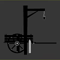 Rustic Wooden Cart Featuring Spoked Wheel Long Pole And Fence