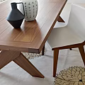 Modern Wooden Dining Table With Crossed X Shaped Legs And Smooth Surface 3d model