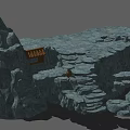 Micro Terrain Design With Rock Formations Stone Steps And Wooden Bench