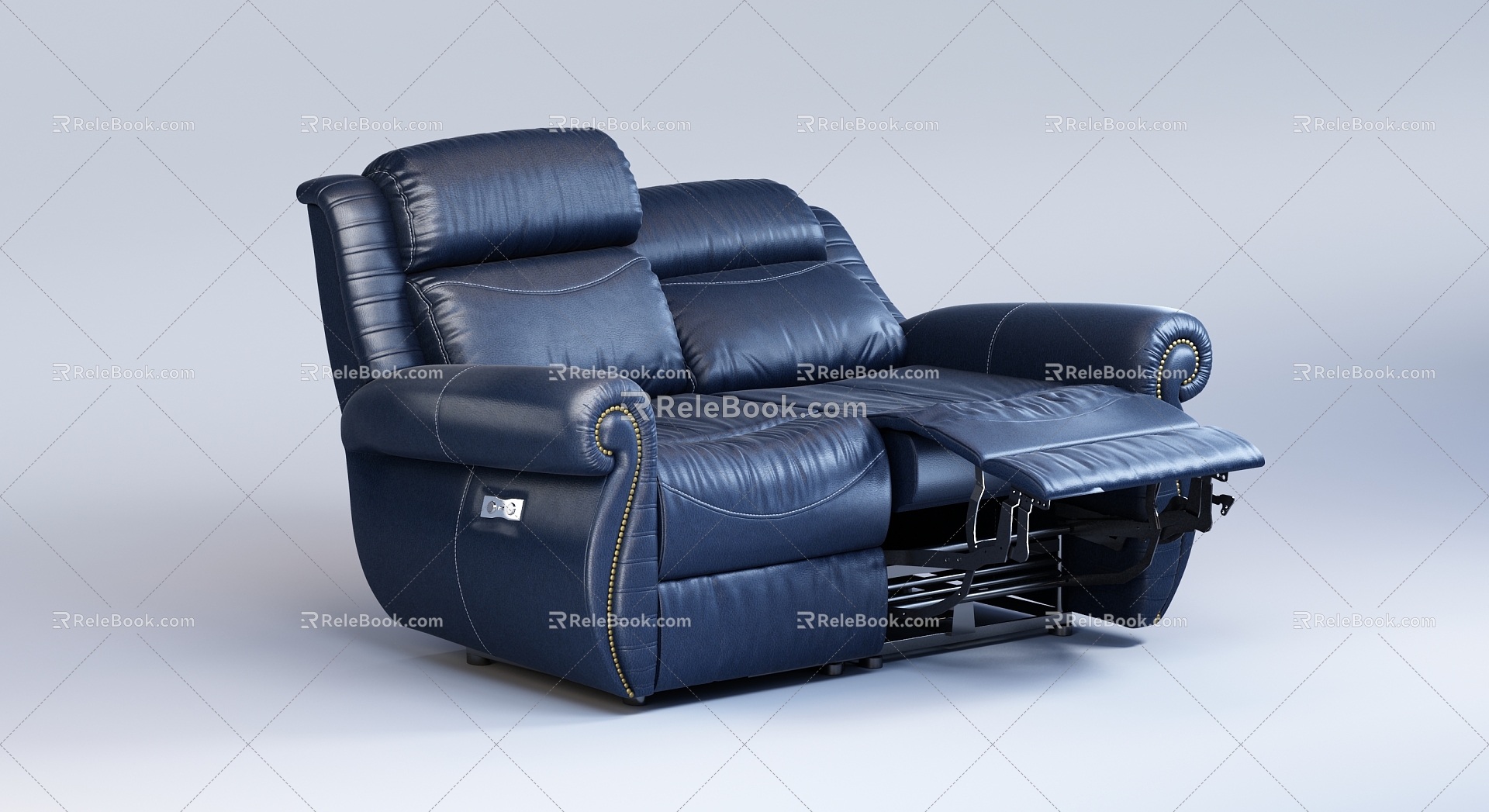 American-style Recliner Multi-functional Leather Two-Seat Casual Sofa 3d model