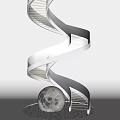 Modern Blue and Silver Spiral Staircase With Moon Decoration And Gravel Base Design