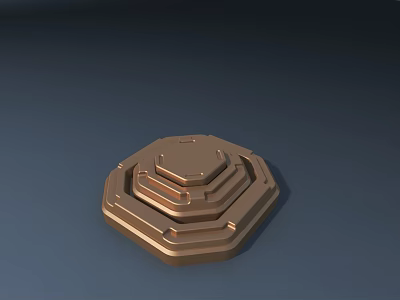3D Rendered Golden Octagonal Layered Decorative Structure With Intricate Details 3d model