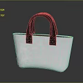 Silver Woven Handbag With Black Handles And Red Interior Lining 3d model