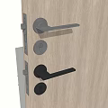 Modern Silver And Black Door Handles With Lock On Wooden Door Surface