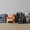 Modern Single Recliner Sofa With Multiple Colors Leather Upholstery And Massage Function 3d model