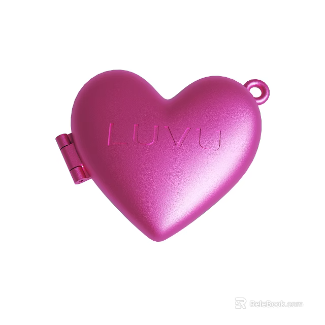 Pink Heart Shaped Case Engraved With I U V U And Small Loop Design 3d model