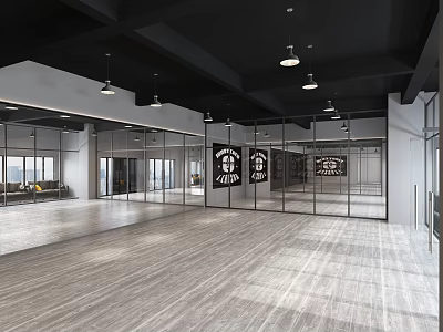Spacious Modern Fitness Gym With Mirror Walls And Open Layout Design 3d model