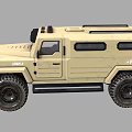 Beige Police Off Road Vehicle With Emergency Lights And Large Tires