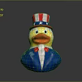 Patriotic Rubber Duck With American Flag Top Hat Red Bow Tie Blue Body Yellow Head