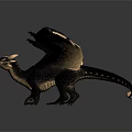 3D Rendered Mythical Dragon Model With Black Gold Scales And Outstretched Wings