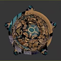 Detailed Garden Ornament With Multilayer Design And Blue Brown Decorative Elements