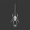 Unique Silver Spider Shaped Pendant Necklace With Blue Gemstone And Chain