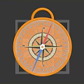 Orange Metal Compass With Durable Casing Colorful Needles And Clear Scale 3d model