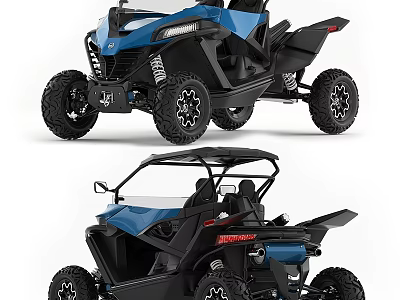 Blue And Black Off Road UTV Side By Side With Large Wheels And Seats 3d model