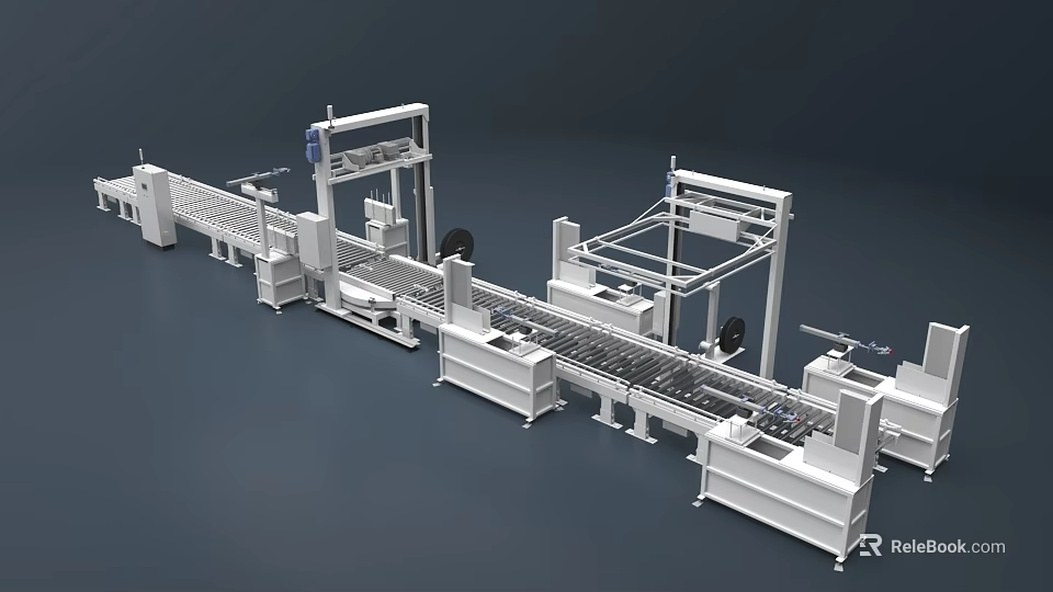 Industrial Factory With Automated Production Line And Conveyor Belt Systems 3d model 