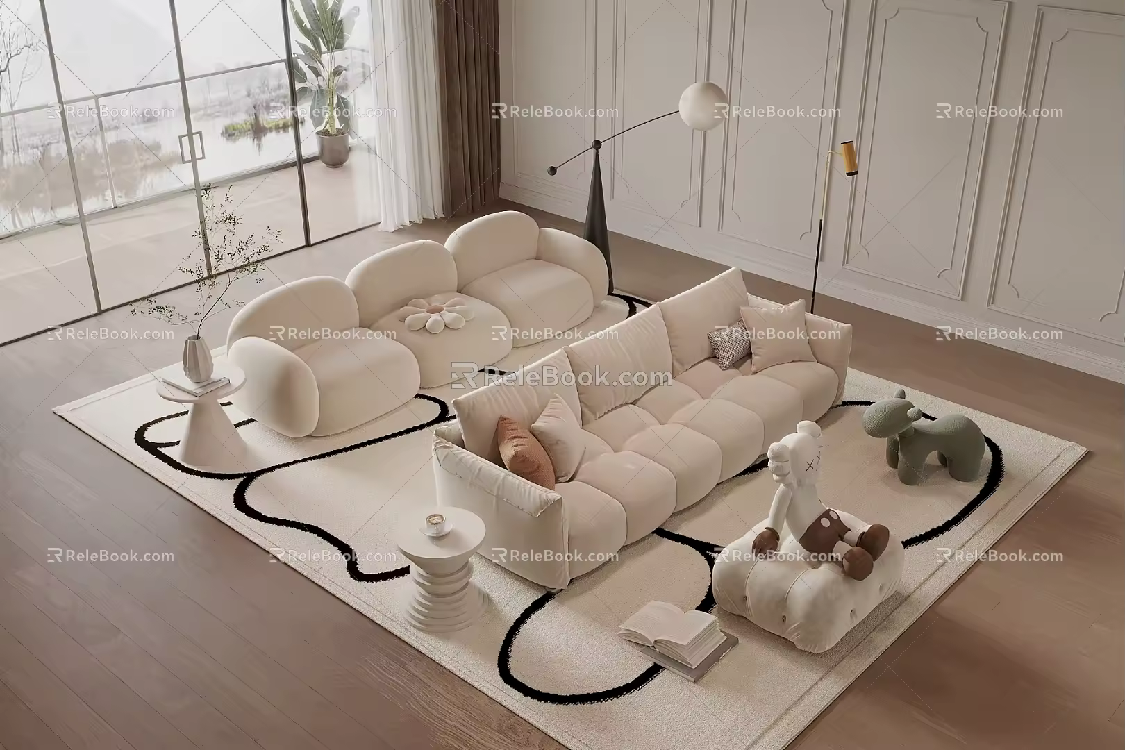 Three-seat sofa 3d model