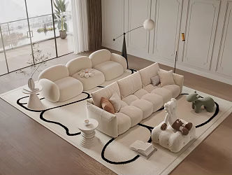 Three-seat sofa 3d model