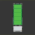 Green Garbage Truck With White Cab Reflective Surface Yellow Warning Light And Trash Bin Symbol