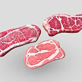 3D Rendered Fresh Marbled Raw Steak Different Cuts On White Background