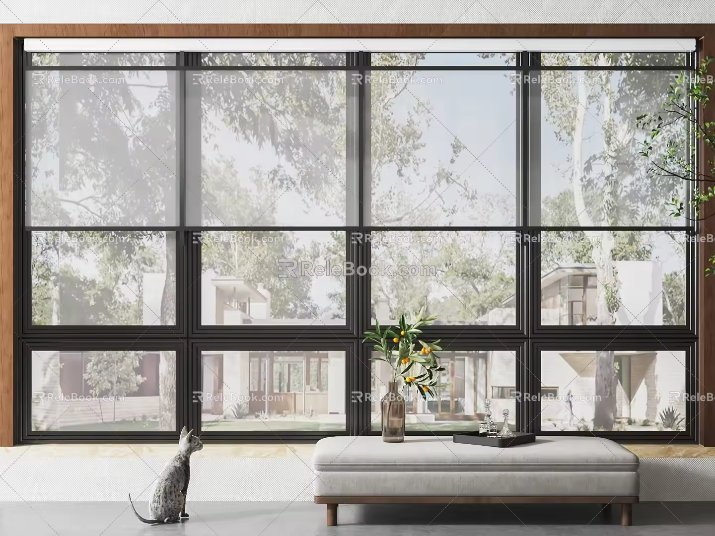 modern floor-to-ceiling windows 3d model