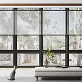 modern floor-to-ceiling windows 3d model