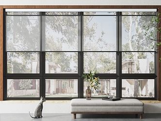 modern floor-to-ceiling windows 3d model