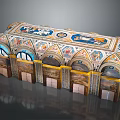 Cartoon Scene Featuring Ornate Architecture With Painted Ceiling Arches Columns And Doors