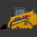 Yellow Tracked Skid Steer Loader With Enclosed Cab And Front Bucket