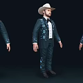 Men in Cowboy Hats Wearing Green and Light Blue Suits Playing and Carrying Guitars