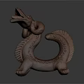Unique Reddish Brown Terracotta Sculpture With Curled Horns And Intricate Carvings