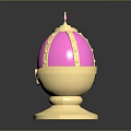 Ornate Pink And Gold Weapon Featuring Spherical Shape Spiked Top And Golden Base