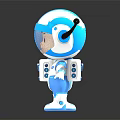 Blue And White Robot And Humanoid Creature Holding Hands With Astronaut Suit Design Toy Models