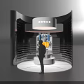 Science and Technology Exhibition Hall Showcasing New Fusion Power Station Model with Futuristic Display Design