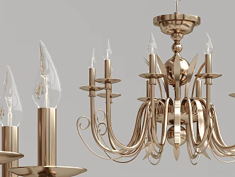 European-style chandelier gold chandelier 3d model