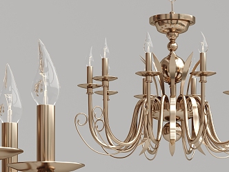 European-style chandelier gold chandelier 3d model