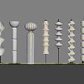 Cream wind floor lamp floor lamp combination 3d model
