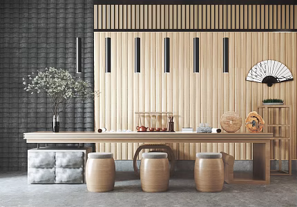 New Chinese Tea Table and Chair Zen Tea Table and Chair Combination 3d model