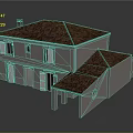 Traditional Two Story Building With Red Tiled Roof Light Gray Walls Windows And Doors