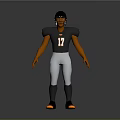 Man In American Football Uniform With Black Helmet Number 17 Orange Sleeves And White Pants