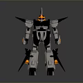 Futuristic Mechanical Robot Character With White Black Body Yellow Accents Sharp Head And Rear Wings