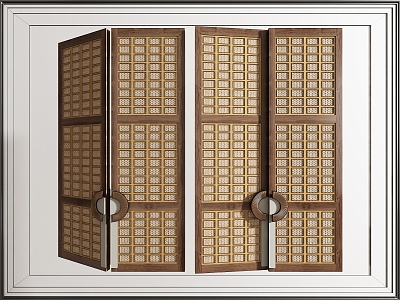 New Chinese style wardrobe door 3d model