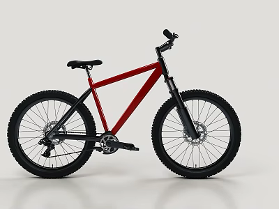 Red Fat Tire Mountain Bike With Sturdy Frame And Off Road Design Features 3d model