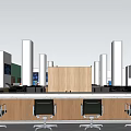 Bright Modern Service Hall Interior With Open Layout Service Counters And Waiting Seats 3d model