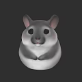 Cute Gray And White Hamster Plush Toy With Black Eyes And Pink Ears